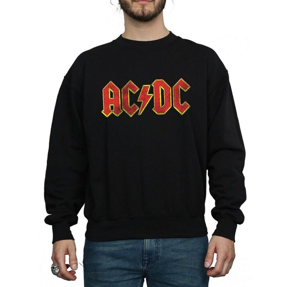 AC/DC Mens Distressed Logo Cotton Sweatshirt / Black
